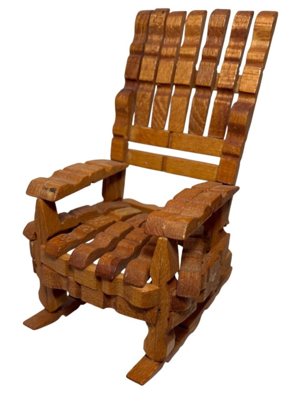 Miniature Clothes Pin Rocking Chair Wooden Adirondack 10" X 4" Doll Furniture